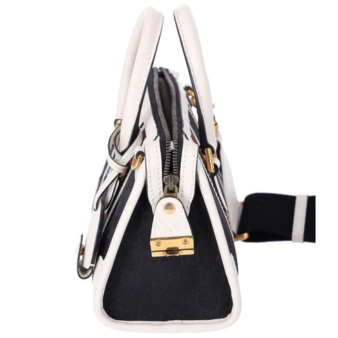 GUCCI Ophidia Mini Top Handle Handbag 715771 Denim Black White Multi