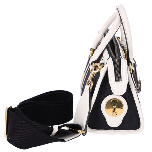 GUCCI Ophidia Mini Top Handle Handbag 715771 Denim Black White Multi