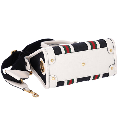 GUCCI Ophidia Mini Top Handle Handbag 715771 Denim Black White Multi