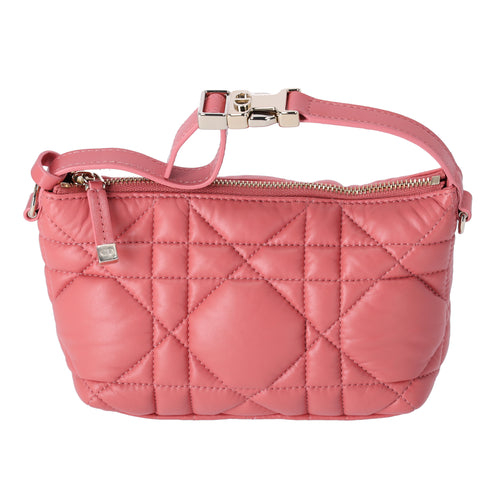 Christian Dior Nomade Pouch Small Cannage Stitching Handbag Pink Leather