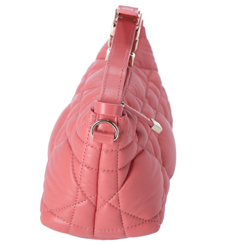 Christian Dior Nomade Pouch Small Cannage Stitching Handbag Pink Leather