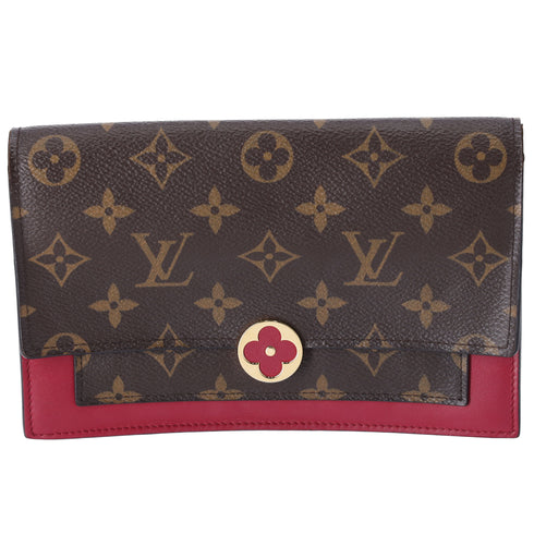 Louis Vuitton Portefeuille Flore M67404 Wallet Monogram Fuchsia (MISSING CHAIN)