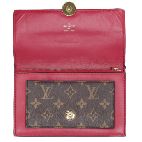 Louis Vuitton Portefeuille Flore M67404 Wallet Monogram Fuchsia (MISSING CHAIN)