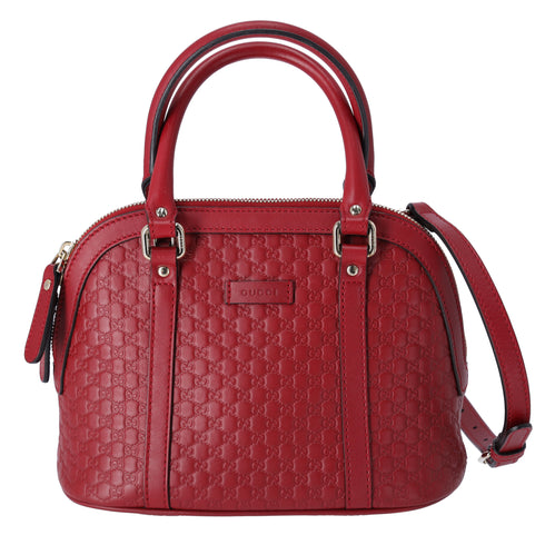 GUCCI Guccissima Micro GG Small Dome Handbag 449654 Red Leather