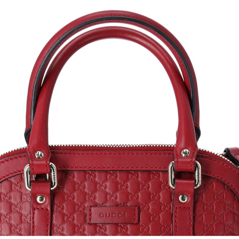 GUCCI Guccissima Micro GG Small Dome Handbag 449654 Red Leather