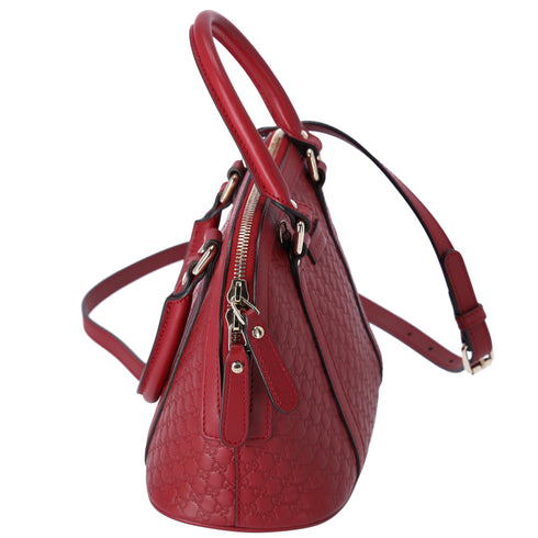 GUCCI Guccissima Micro GG Small Dome Handbag 449654 Red Leather