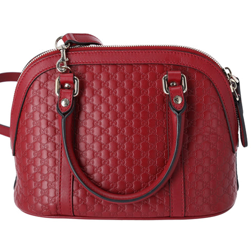 GUCCI Guccissima Micro GG Small Dome Handbag 449654 Red Leather