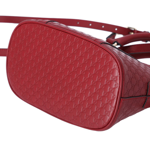 GUCCI Guccissima Micro GG Small Dome Handbag 449654 Red Leather