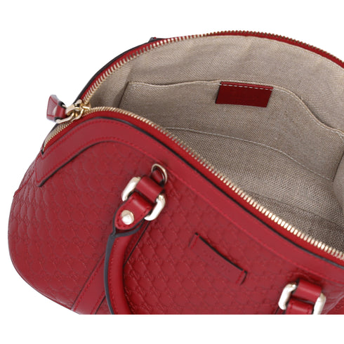 GUCCI Guccissima Micro GG Small Dome Handbag 449654 Red Leather