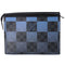 Louis Vuitton Pochette Voyage MM Giant Damier Graphite Clutch Bag N60412 Blue
