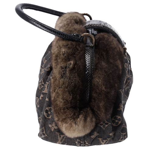 Louis Vuitton Demi Lune Bag Monogram Chinchilla Denim Fur Brown
