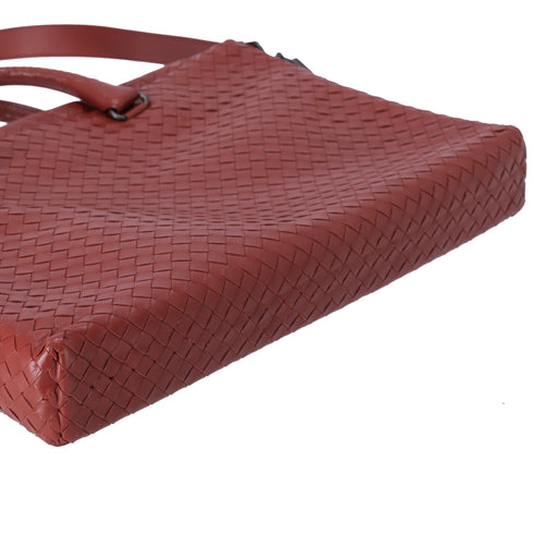 BOTTEGA VENETA Intrecciato Business Bag Brick Red Leather