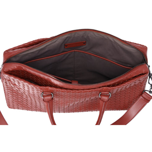 BOTTEGA VENETA Intrecciato Business Bag Brick Red Leather