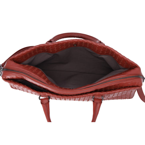 BOTTEGA VENETA Intrecciato Business Bag Brick Red Leather