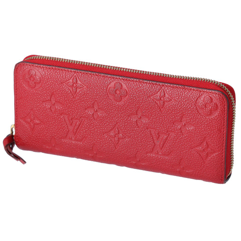 Louis Vuitton Clemence Zippy Wallet Empreinte Monogram Cerise Red Leather