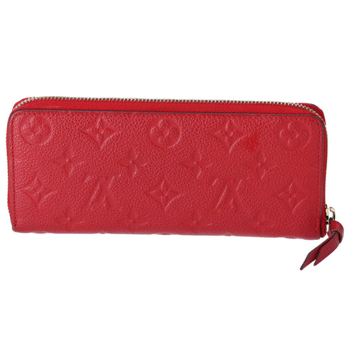 Louis Vuitton Clemence Zippy Wallet Empreinte Monogram Cerise Red Leather