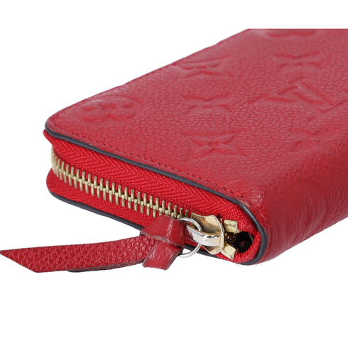 Louis Vuitton Clemence Zippy Wallet Empreinte Monogram Cerise Red Leather
