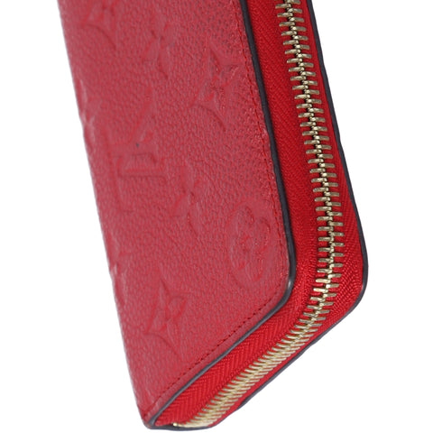 Louis Vuitton Clemence Zippy Wallet Empreinte Monogram Cerise Red Leather