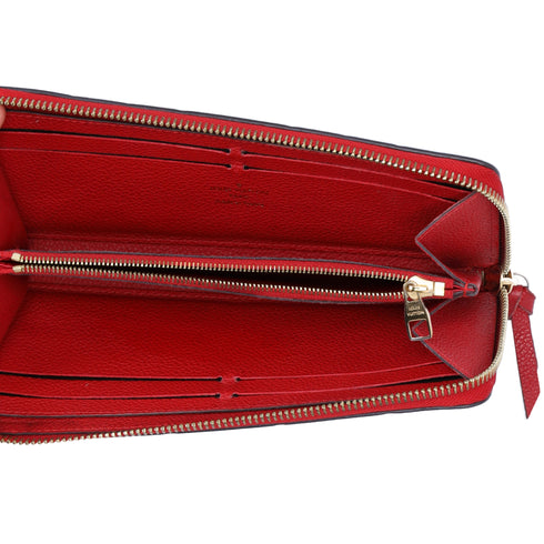 Louis Vuitton Clemence Zippy Wallet Empreinte Monogram Cerise Red Leather