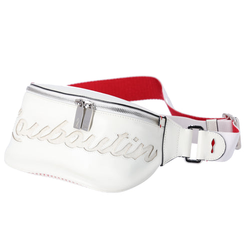 Christian Louboutin Mariejane Belt Bag Bum Bag White Red Calf Leather