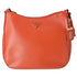PRADA Triangle Logo Shoulder Bag Hobo Orange Saffiano Leather