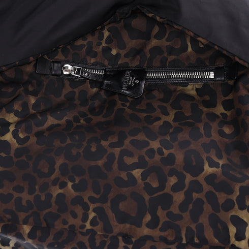 Prada Tessuto Reversible Leopard Print Nylon Tote Bag Brown