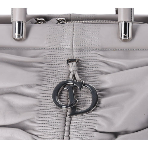 Christian Dior Karenina Handbag North South Tote Gray Leather