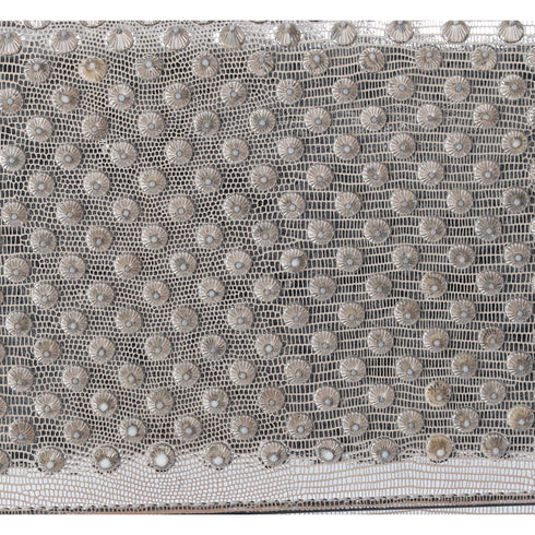 Christian Louboutin Paloma Clutch Chain Crossbody Bag Silver Leather Studded