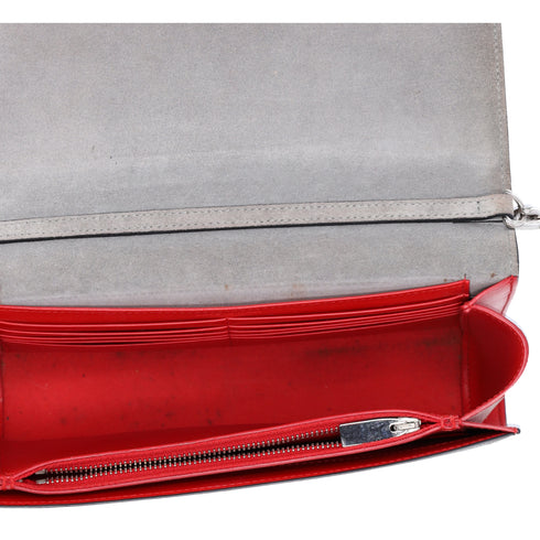 Christian Louboutin Paloma Clutch Chain Crossbody Bag Silver Leather Studded