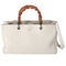 GUCCI Bamboo Shopper Tote Bag 323660 Cream Leather