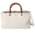 GUCCI Bamboo Shopper Tote Bag 323660 Cream Leather