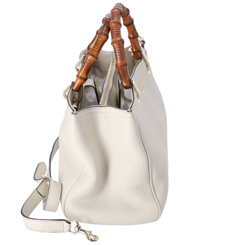 GUCCI Bamboo Shopper Tote Bag 323660 Cream Leather