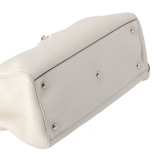 GUCCI Bamboo Shopper Tote Bag 323660 Cream Leather