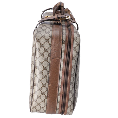 GUCCI GG Supreme Trunk Case Beige Dark Brown PVC Leather