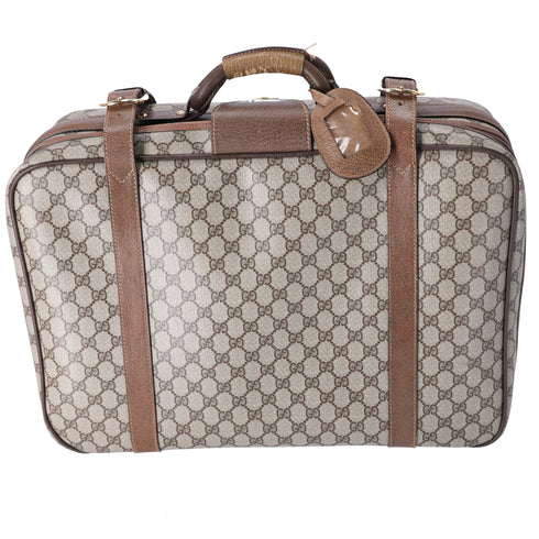 GUCCI GG Supreme Trunk Case Beige Dark Brown PVC Leather