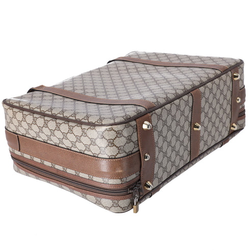 GUCCI GG Supreme Trunk Case Beige Dark Brown PVC Leather