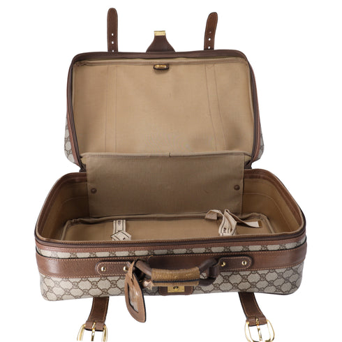 GUCCI GG Supreme Trunk Case Beige Dark Brown PVC Leather