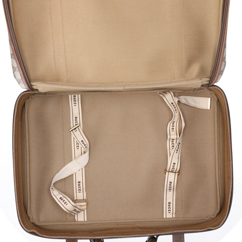 GUCCI GG Supreme Trunk Case Beige Dark Brown PVC Leather