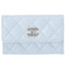 CHANEL Matelasse Business Card Holder AP4819 Light Blue Grained Shiny Calfskin