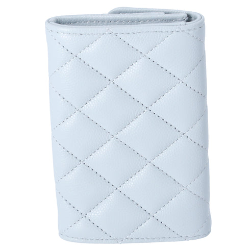 CHANEL Matelasse Business Card Holder AP4819 Light Blue Grained Shiny Calfskin