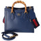 GUCCI Bamboo Handles Diana Tote Bag 702721 Dark Blue Leather