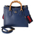GUCCI Bamboo Handles Diana Tote Bag 702721 Dark Blue Leather