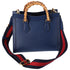 GUCCI Bamboo Handles Diana Tote Bag 702721 Dark Blue Leather