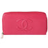 CHANEL Long Wallet Pink Leather CC Logo