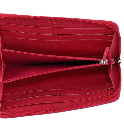 CHANEL Long Wallet Pink Leather CC Logo