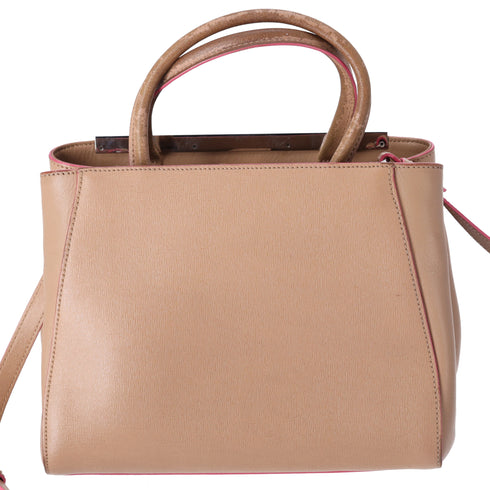 FENDI Petit 2 Jours Handbag 8BH253 Beige Pink Leather