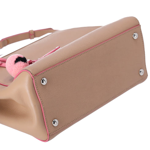 FENDI Petit 2 Jours Handbag 8BH253 Beige Pink Leather