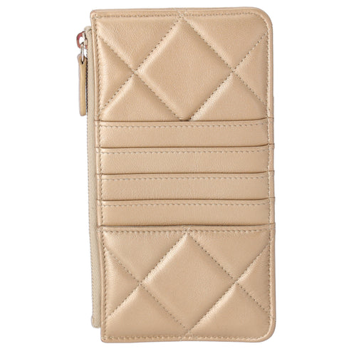 CHANEL 19 Matelasse Long Card Wallet Gold Lambskin