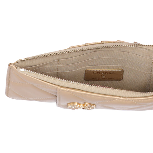 CHANEL 19 Matelasse Long Card Wallet Gold Lambskin