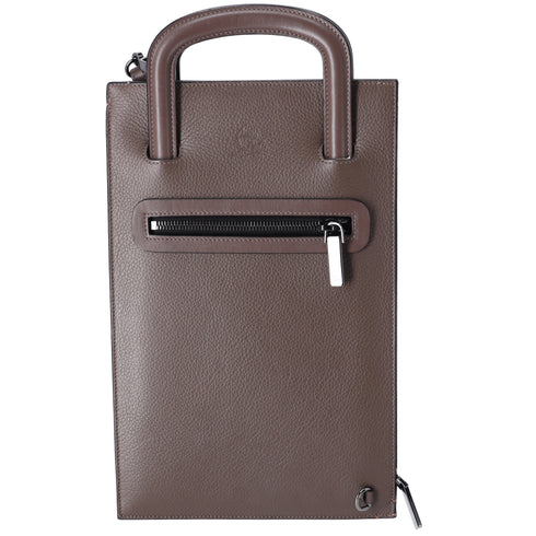 Christian Louboutin Trictrac Handbag Gray Beige Leather Studded